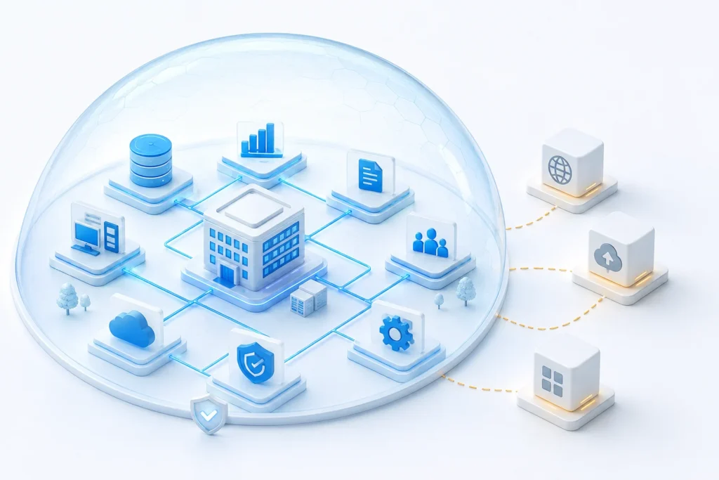 Illustration of hidden applications outside an approved enterprise network